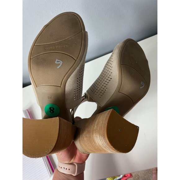 MARC FISHER Gabie Stacked Heel Bootie Sandal sz 8M - Picture 5 of 9